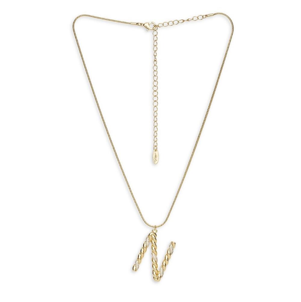NEW ETTIKA ANTHROPOLOGY 18K Goldplated Twisted Crystal Initial Necklace N